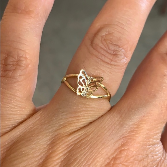 10K yellow Gold Butterfly Ring sizes 3 4 5 6 7 8 - Picture 3 of 8